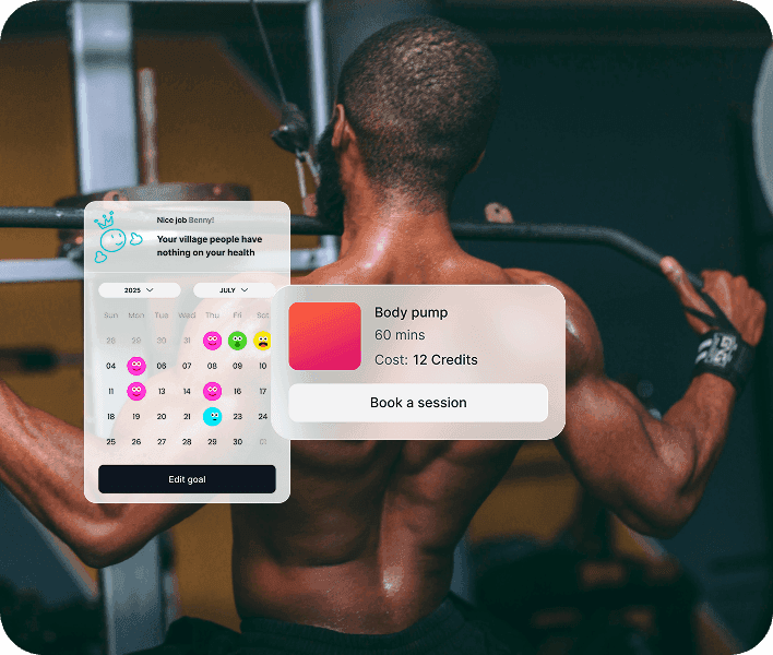 Bardge app showing workout booking calendar