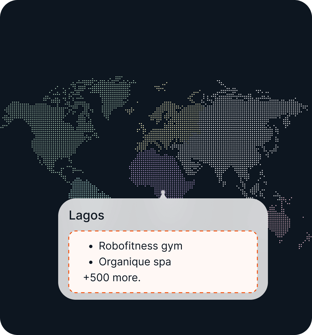 Map of Africa showing Bardge locations